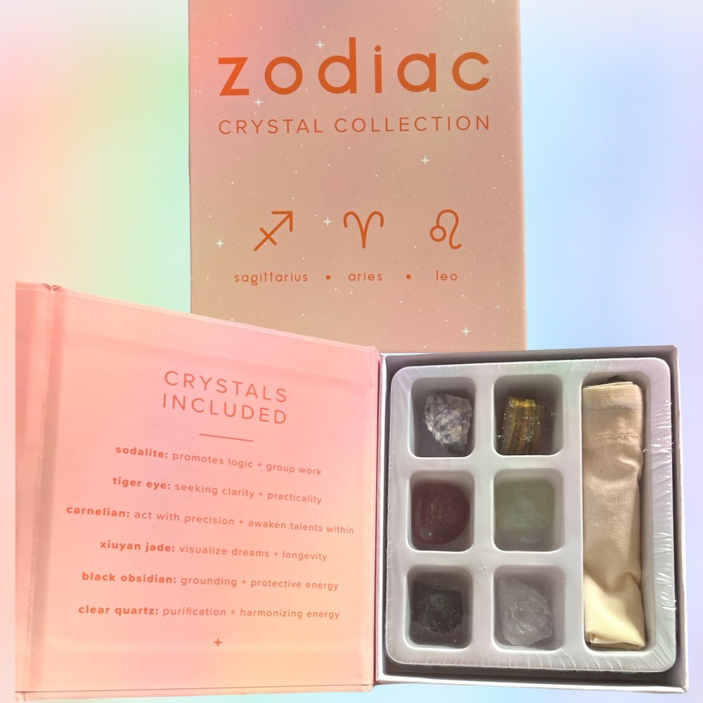 Zodiac Crystal 6 Stone pack & Carrying Bag Sagittarius Aries Leo Gift Set